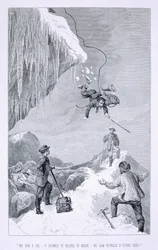 „Wir sahen einen Zeh - er schien Moore zu gehören - wir sahen Reynaud, einen fliegenden Körper“, aus „Die Besteigung des Matterhorns“ von Edward Whymper, veröffentlicht in den 1860er-80er Jahren